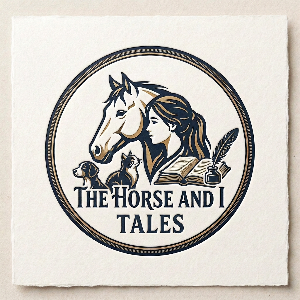 Logo featuring a woman's profile next to a horse's head with text 'The Horse and I Stories'